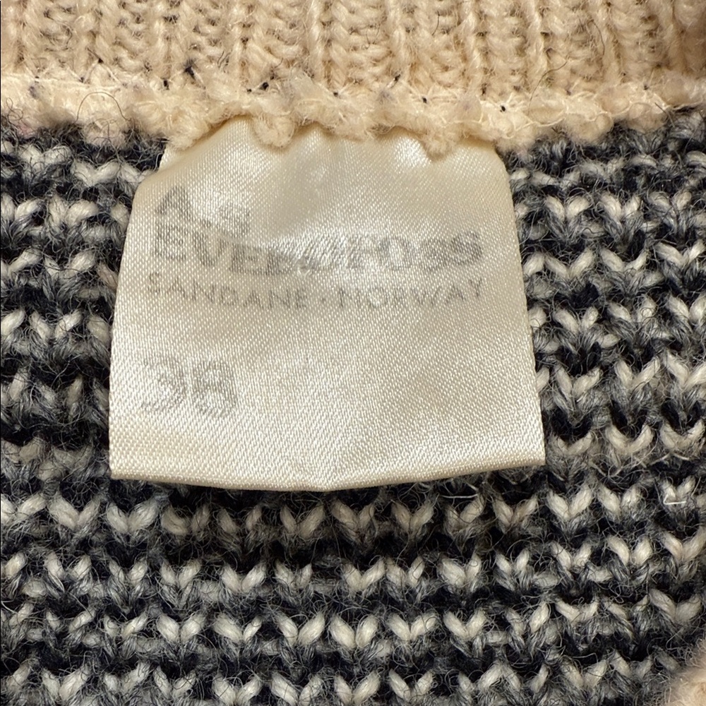 Vintage A.s. Evebofoss Cream & Black Nordic Cardigan w/ Embroidery Accents sz 38 - Picture 2 of 6